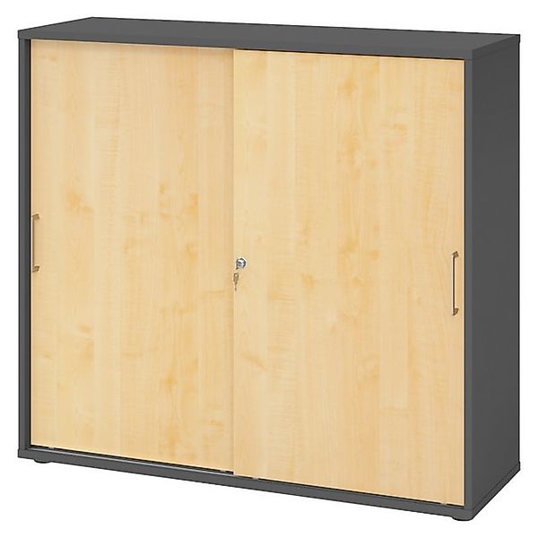 bümö Aktenschrank office Schiebetürenschrank Dekor: Graphit/Ahorn - Griffe: günstig online kaufen
