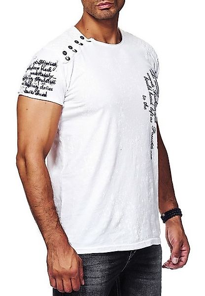 R-NEAL T-Shirt T-Shirt Rundhals mit Seitlicher Knopfleiste Verwaschen und F günstig online kaufen