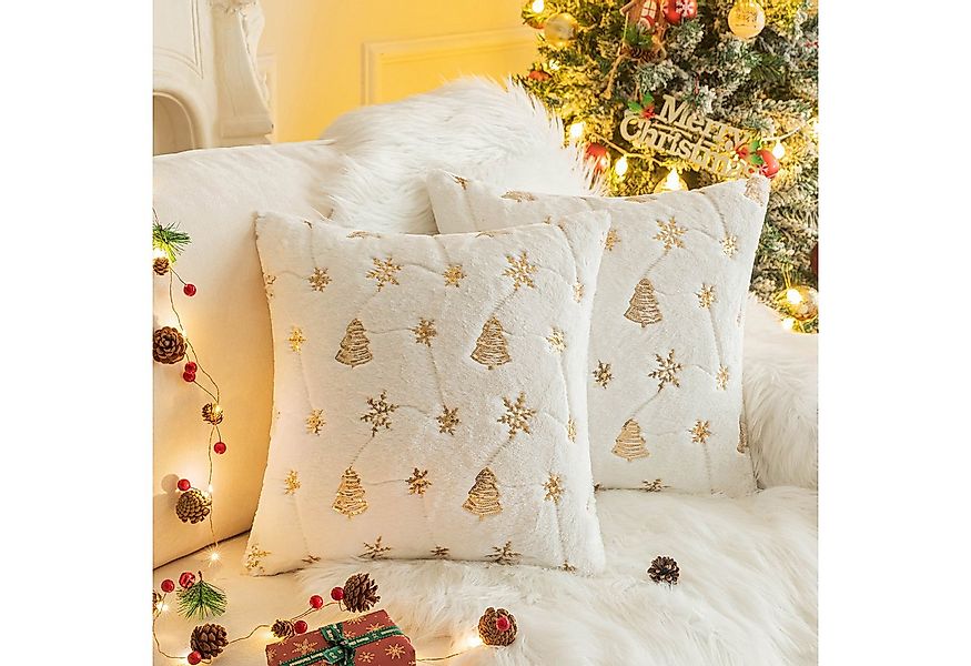 Qelus Kissenbezüge Kissenbezug Weihnachtsbaum Schneeflocke Bestickt Kissenb günstig online kaufen
