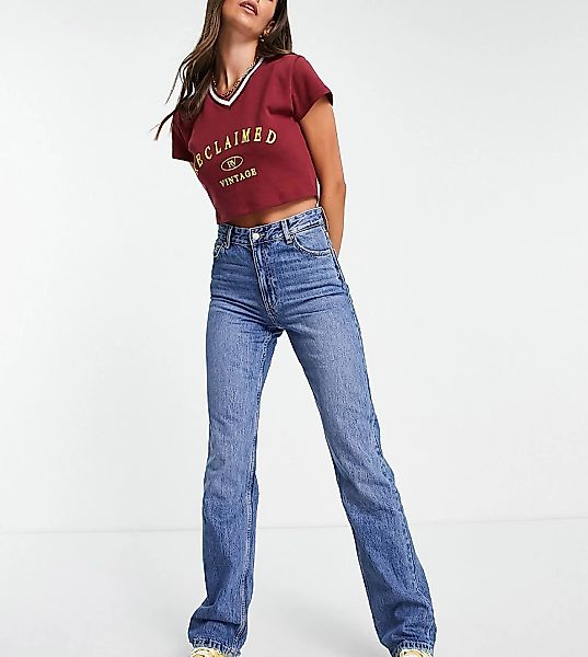 Bershka Tall – Dad-Jeans in Mittelblau mit hohem Bund günstig online kaufen