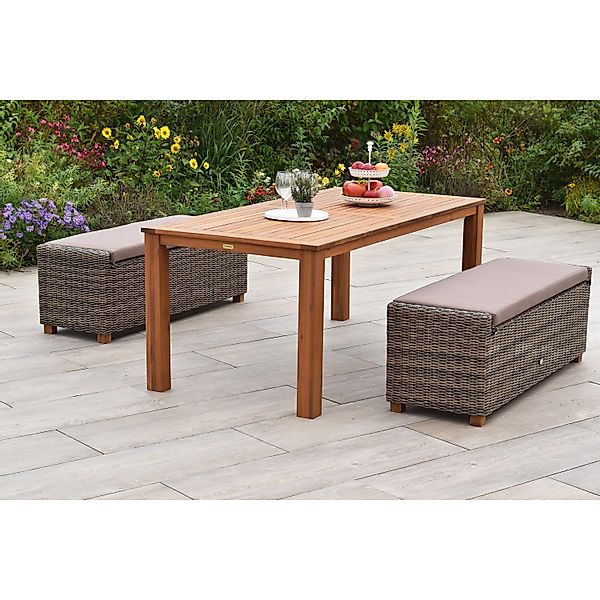 Merxx Toskana Set 5-tlg. 2 Bänke inkl. Auflage Gartentisch 185 x 90 cm günstig online kaufen