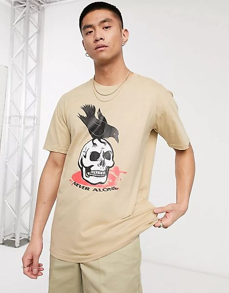 Blood Brother – Bedrucktes T-Shirt in Stone-Neutral günstig online kaufen