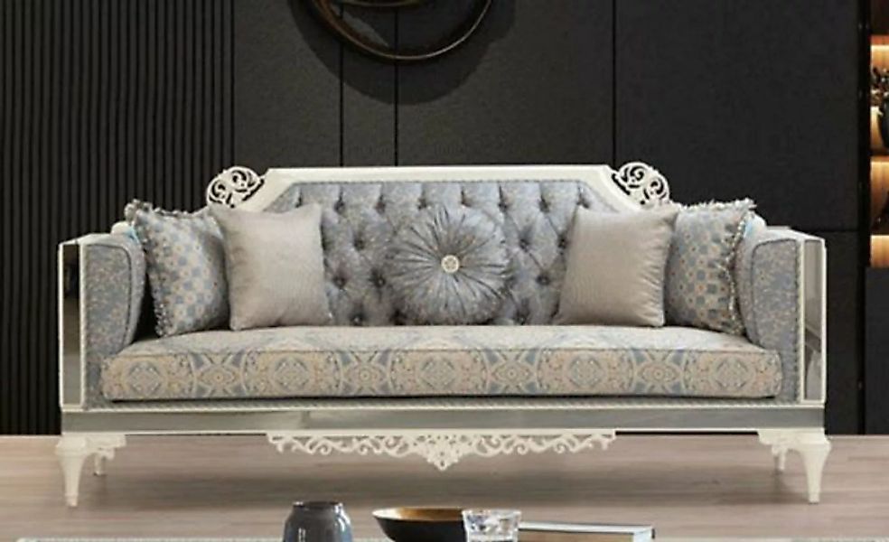 Casa Padrino Sofa Luxus Barock Sofa Grau / Beige / Weiß - Prunkvolles Wohnz günstig online kaufen