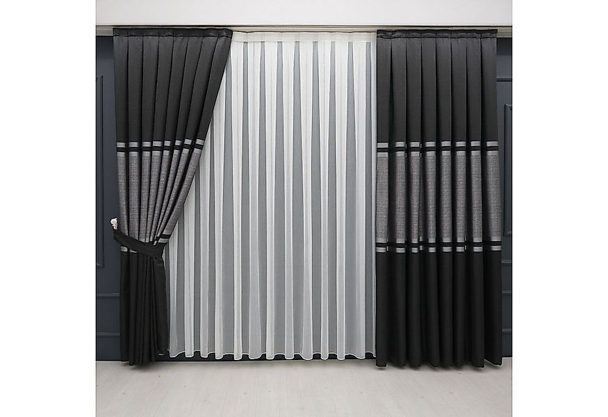 Gardinen by Justyna Vorhang Vorhang Komplett-Set Vorhang Schwarz Grau – Fal günstig online kaufen