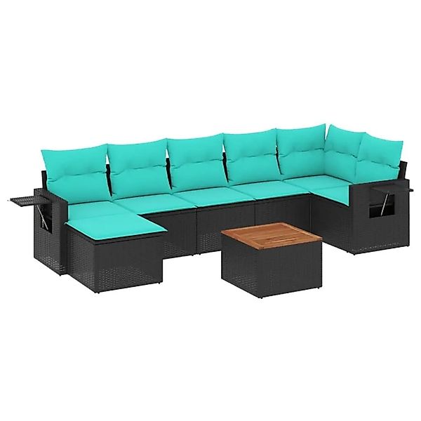vidaXL 8-Tlg Gartensofa-Set mit Kissen Schwarzes Polyrattan 3224671 günstig online kaufen
