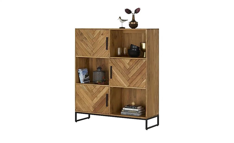 Highboard aus Massivholz Calatria ¦ holzfarben ¦ Maße (cm): B: 120 H: 140 T günstig online kaufen