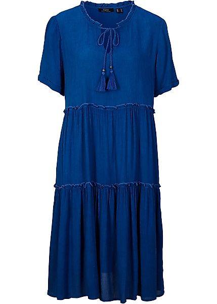 Knieumspielendes Viskose-Crinkle-Kleid mit Ausschnittdetail günstig online kaufen
