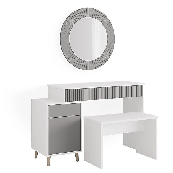 Vicco Schminktisch Arles Grau/Weiß 120 cm mit Bank günstig online kaufen