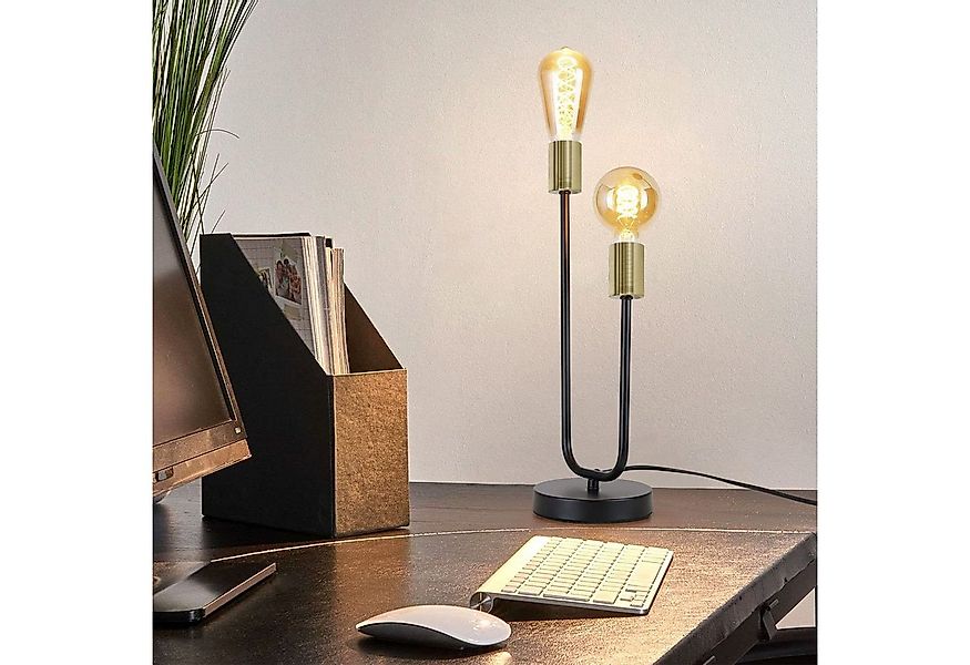 Nettlife Tischleuchte Tischleuchte Schwarz Gold E27 mit Kabel, mit Kippscha günstig online kaufen