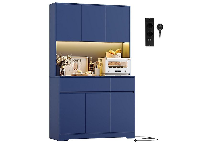 Homfa Küchenbuffet Küchenschrank Buffetschrank mit LED-Beleuchtung mit stec günstig online kaufen