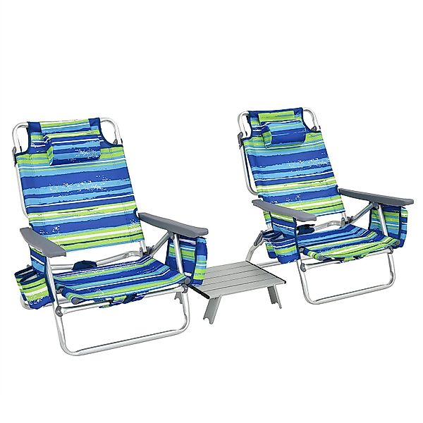 COSTWAY Campingstuhl Strandstühle mit Tisch (3 günstig online kaufen
