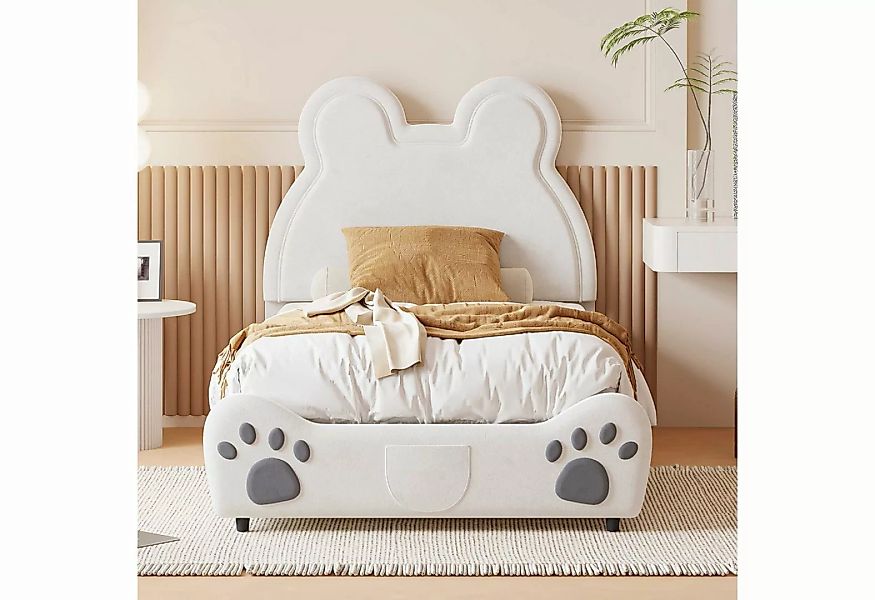 BlingBin Kinderbett Polsterbett (90 x 200 cm, weiße), Bärenform, Hautfreund günstig online kaufen