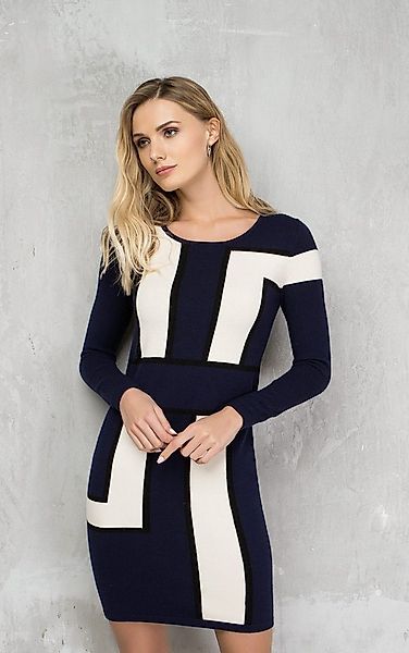 Passioni Strickkleid Langarm mit Farbblock günstig online kaufen
