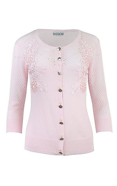 Passioni Cardigan Rosa Strickjacke mit floraler Spitze und Perlendetail günstig online kaufen