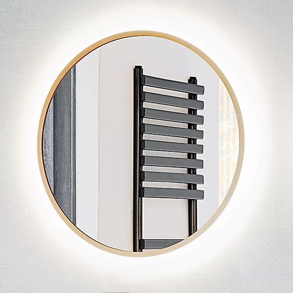 Badezimmer LED Spiegel, rund, 80cm Durchmesser, in gold matt gebürstet PUEB günstig online kaufen