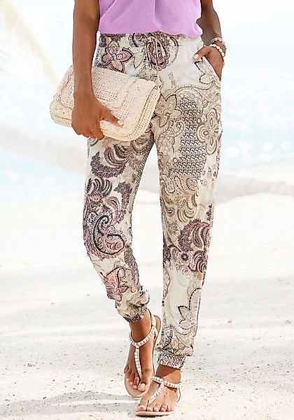 LASCANA Jerseyhose mit Paisleydruck, Jerseyhose, Gummibund, günstig online kaufen