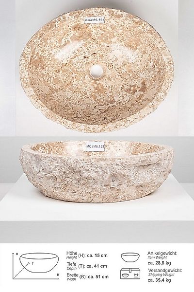 wohnfreuden Aufsatzwaschbecken Erosi Marmor Waschbecken 50 cm creme (Kein S günstig online kaufen