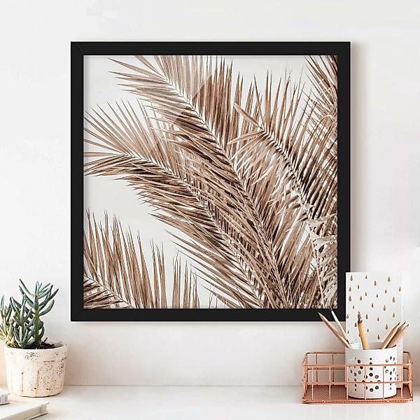 Bild mit Rahmen Bronzefarbene Palmenwedel günstig online kaufen