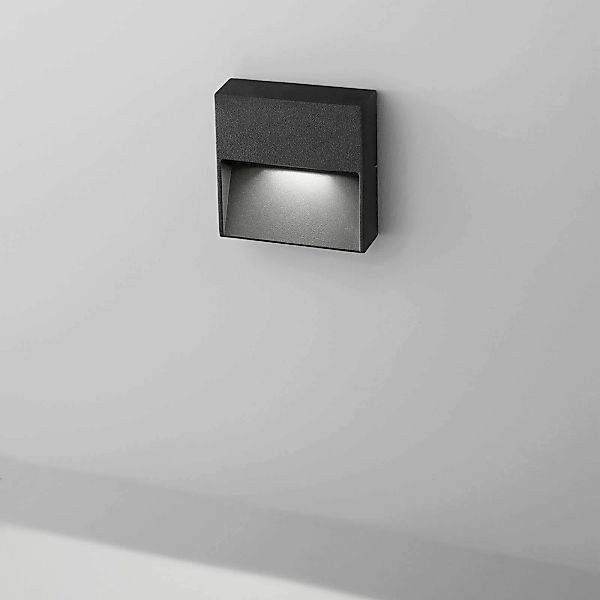 Egger DLS Außenwandlampe Vigo Q schwarz 11x11 cm Alu 3.000 K günstig online kaufen