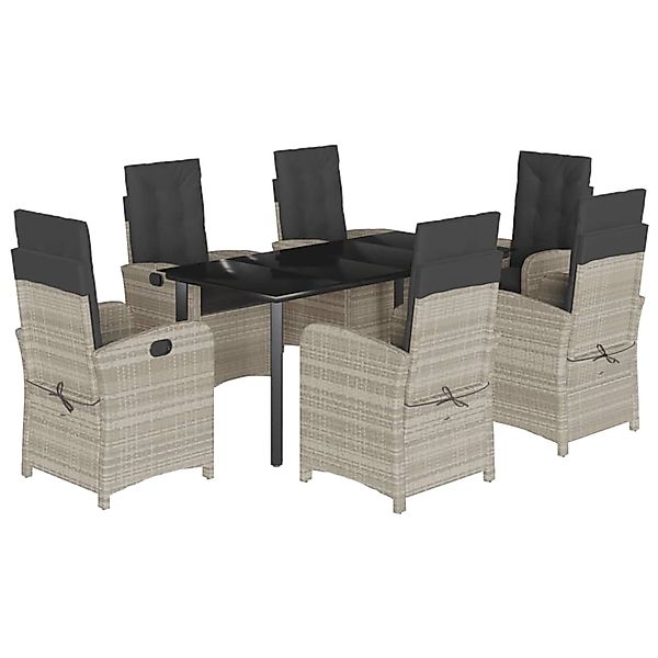 vidaXL 7-Tlg Garten-Essgruppe mit Kissen Hellgrau Poly Rattan 3212858 günstig online kaufen