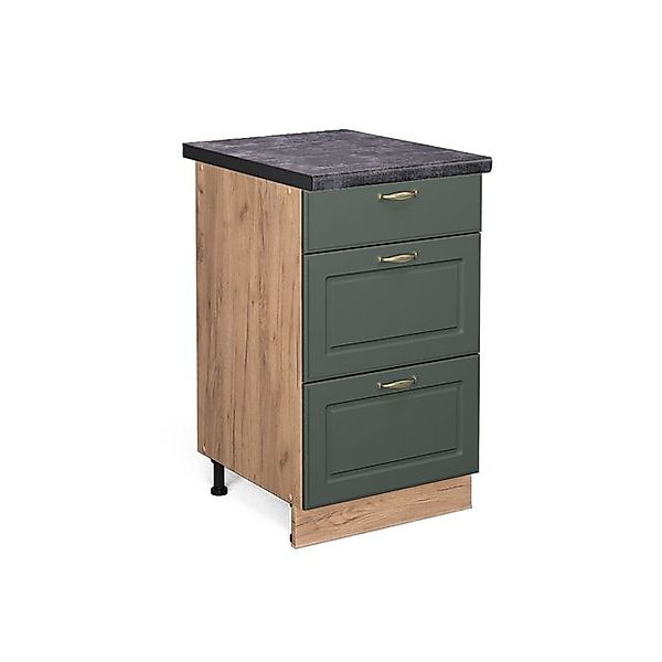 Vicco Küchenunterschrank Fame-Line Grün-Gold Landhaus/Goldkraft Eiche 50 cm günstig online kaufen