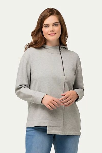 Ulla Popken Sweatshirt Hoodie Zipper Kapuze Langarm Biobaumwolle günstig online kaufen