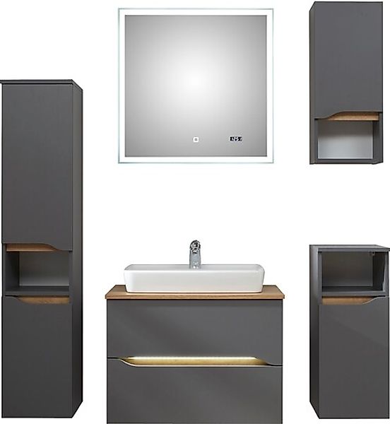 Saphir Badmöbel-Set »Quickset 2-teilig, Keramik-Aufsatzbecken mit LED-Spieg günstig online kaufen