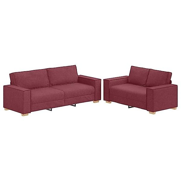 vidaXL Sofa 2-tlg. Sofagarnitur mit Kissen Weinrot Stoff günstig online kaufen