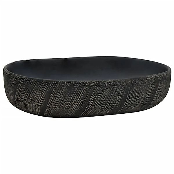 vidaXL Aufsatzwaschbecken Schwarz Oval 59x40x14 cm Keramik 155102 günstig online kaufen