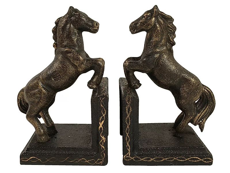 Buchstützen Pferd 2 Stück Buchständer Gusseisen Antik-Stil Paar Bronze-Opti günstig online kaufen