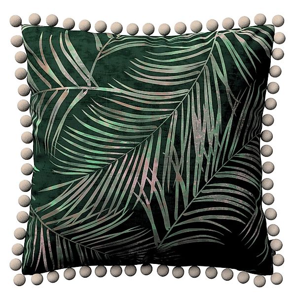 Kissenhülle Wera mit Bommeln, waldgrün, 45 x 45 cm, Velvet (704-21) günstig online kaufen