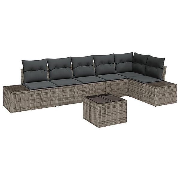 vidaXL Loungesofa 6-teiliges Garten-Sofa-Set mit Kissen Schwarz Poly-Rattan günstig online kaufen
