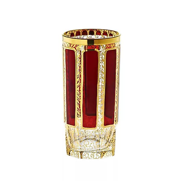 Trinkbecher Red Queen 280 ml, Rot/Gold, aus Glas günstig online kaufen