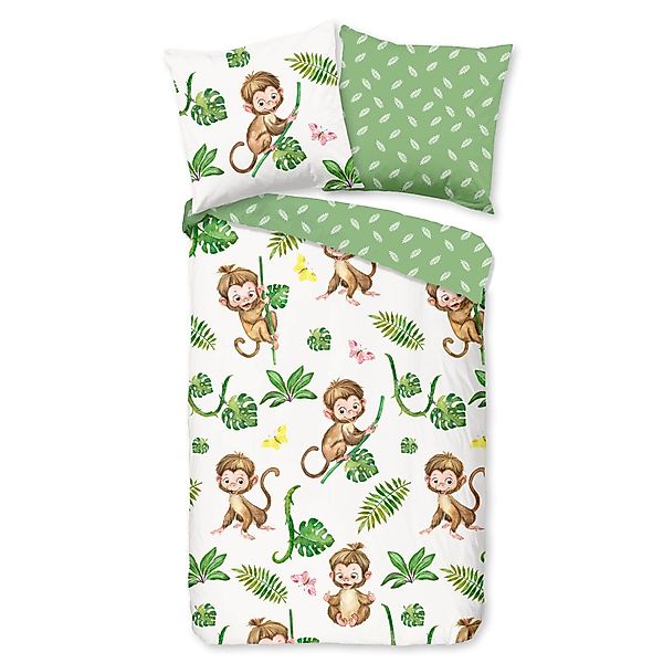 ESPiCO Bettwäsche Kletteraffe Grün, Baumwolle, 2 günstig online kaufen