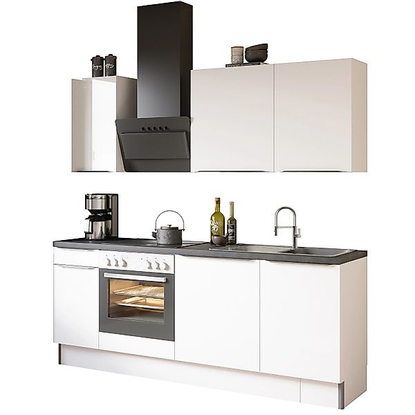 Optifit Küchenzeile Optikoncept Arvid 210 cm Ohne E-Geräte Weiß günstig online kaufen