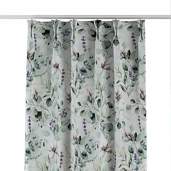 Vorhang mit flämischen 2-er Falten, mintgrün-weiß, Flowers (143-66) günstig online kaufen