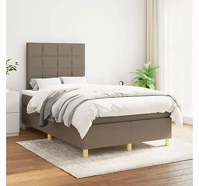 vidaXL Boxspringbett Boxspringbett mit Matratze Taupe 120x200 cm Stoff Bett günstig online kaufen