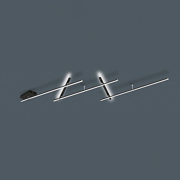 TRIO Leuchten LED Deckenleuchte INDIRA, Schwarz, B 245 x T 50 cm, Dimmfunkt günstig online kaufen