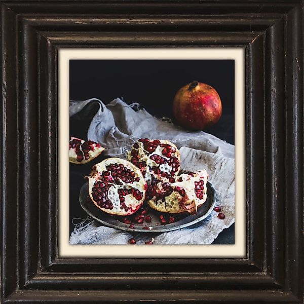 queence Leinwandbild "Granatapfel", Kunst-Obst-Stillleben-Obst Bilder, Prem günstig online kaufen