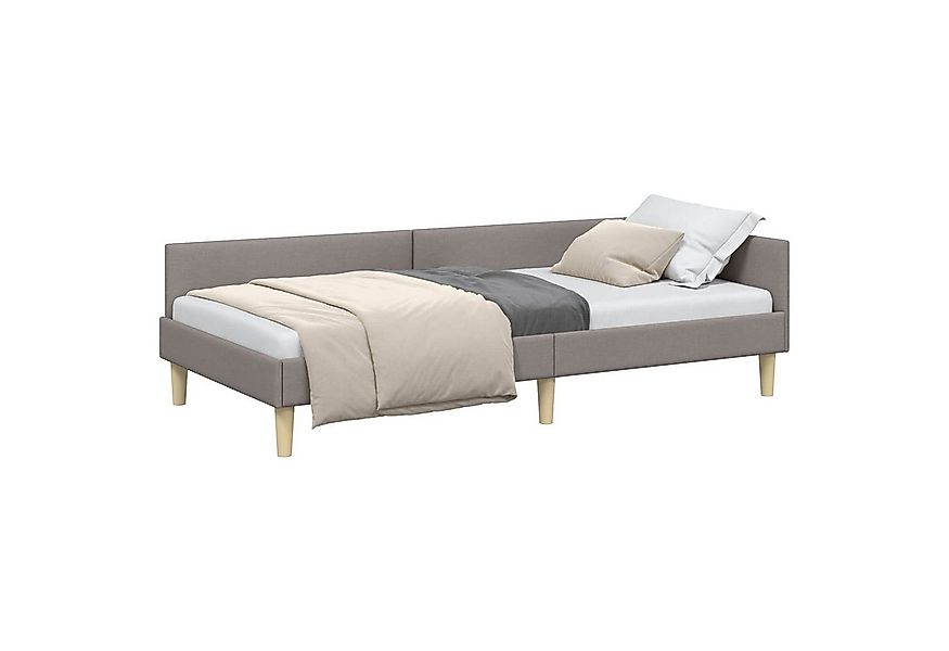 vidaXL Bett Eckbettgestell mit Kopfteil Taupe 100 x 200 cm Stoff (1-tlg) günstig online kaufen