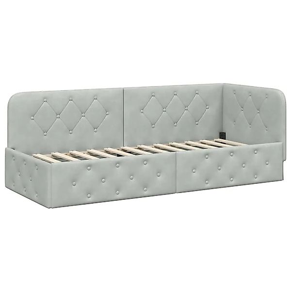 vidaXL Eckbettgestell mit Kopfteil Hellgrau 80 x 200 cm Samt 42016513 günstig online kaufen