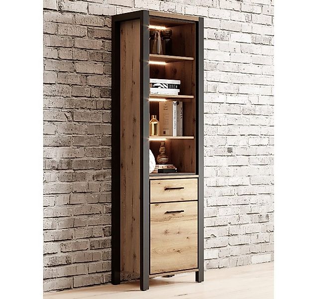 Lomadox Regal ACCRA-83, Wohnzimmer in Taurus Eiche Nb. mit LED Beleuchtung, günstig online kaufen