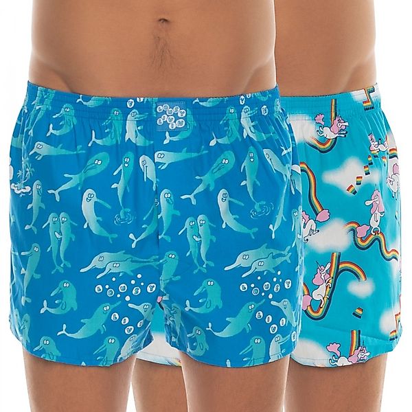 Lousy Livin 2-er Set Boxershorts Blau mit Motiv günstig online kaufen