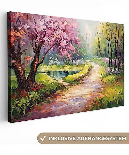 OneMillionCanvasses® Leinwandbild Aquarell - Natur - Bäume - Kunst - Blumen günstig online kaufen