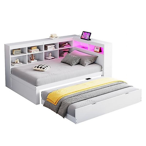 HAUSS SPOLE Schlafsofa 90x200cm mit Ausziehbarem Bett, USB-Steckdose, LED-L günstig online kaufen