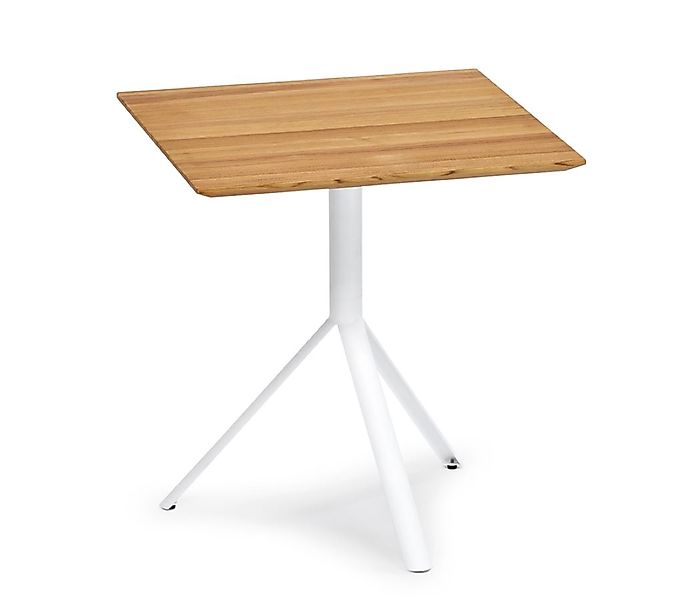 Trio Garten Bistrotisch eckig Weiß Teak 70x70 cm günstig online kaufen