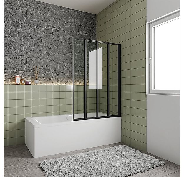 Duschparadies Badewannenfaltwand 4mm ESG Klarglas Schwarz Glaswand Duschwan günstig online kaufen