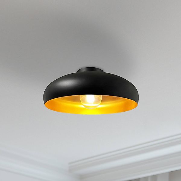 Deckenleuchte Olli, schwarz/gold Ø 40 cm, Metall, E27 günstig online kaufen