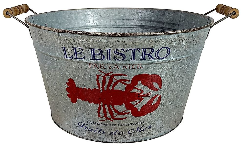 Pflanzgefäß Zinkwanne Hummer Fruit de Mer Vintage Blumenkübel Zink Rund 34 günstig online kaufen