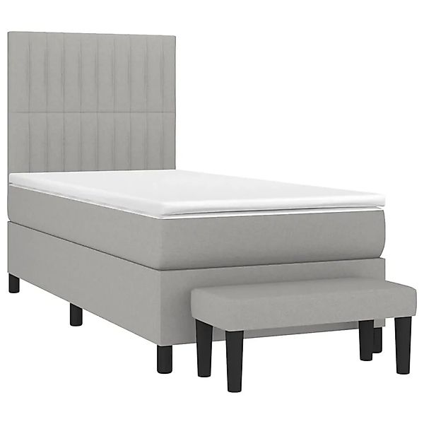 vidaXL Boxspringbett mit Matratze Hellgrau 80x200 cm Stoff 3136709 günstig online kaufen